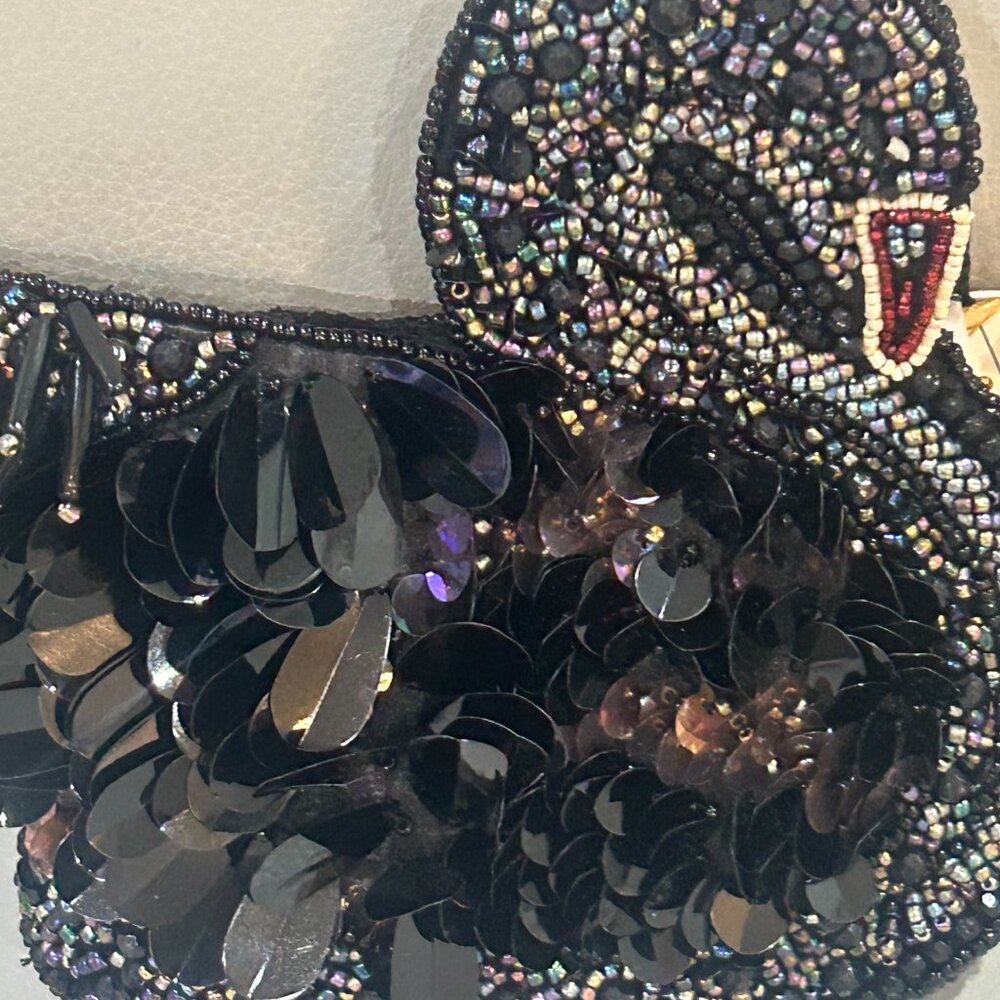 From India to You Black Swan Beaded Sequin Bag Crossbody Tik Tok Viral RARE NWT - Picture 3 of 6